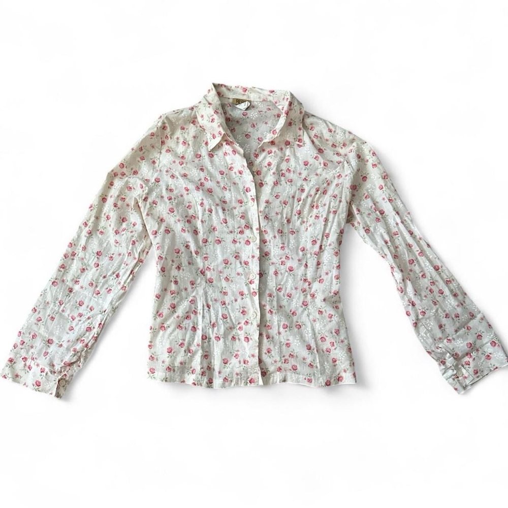 Vintage 90s Floral Button-Up Blouse